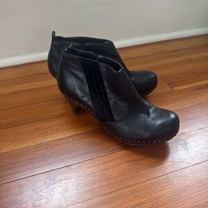 Anthropologie Black Leather Ankle Booties